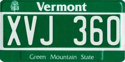 VT license plate XVJ360