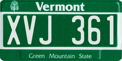 VT license plate XVJ361