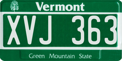 VT license plate XVJ363