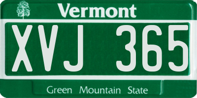 VT license plate XVJ365
