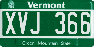 VT license plate XVJ366