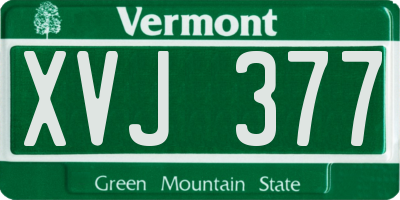 VT license plate XVJ377