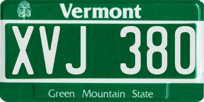 VT license plate XVJ380