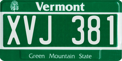 VT license plate XVJ381