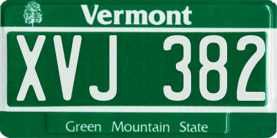 VT license plate XVJ382