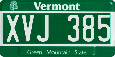 VT license plate XVJ385