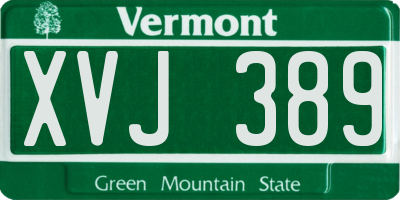 VT license plate XVJ389