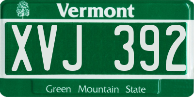 VT license plate XVJ392