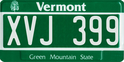 VT license plate XVJ399