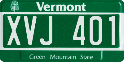 VT license plate XVJ401
