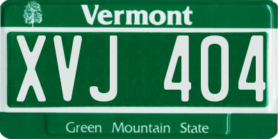 VT license plate XVJ404