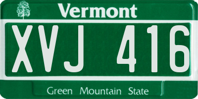 VT license plate XVJ416