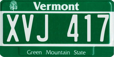 VT license plate XVJ417