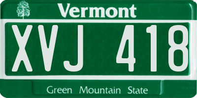 VT license plate XVJ418