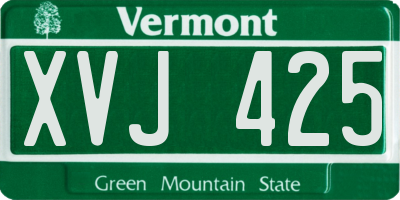 VT license plate XVJ425