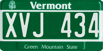 VT license plate XVJ434