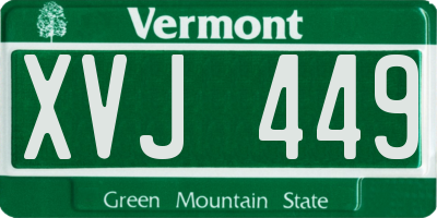 VT license plate XVJ449