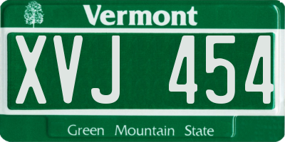 VT license plate XVJ454