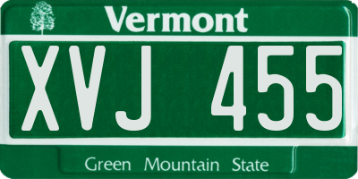 VT license plate XVJ455
