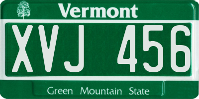 VT license plate XVJ456