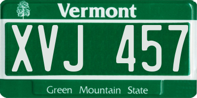 VT license plate XVJ457
