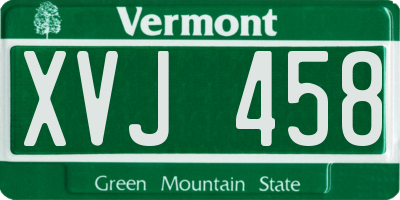 VT license plate XVJ458