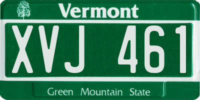 VT license plate XVJ461