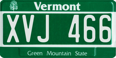 VT license plate XVJ466