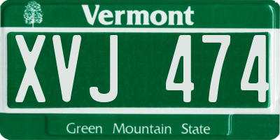 VT license plate XVJ474