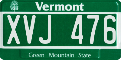 VT license plate XVJ476