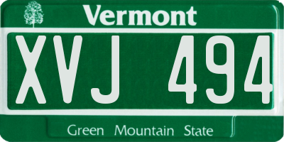 VT license plate XVJ494