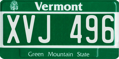 VT license plate XVJ496