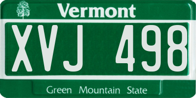 VT license plate XVJ498