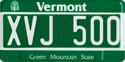 VT license plate XVJ500