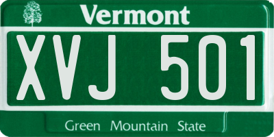 VT license plate XVJ501