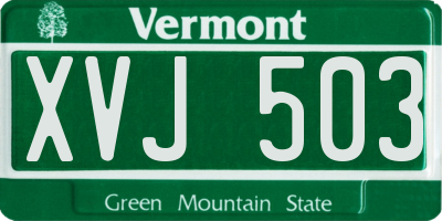 VT license plate XVJ503