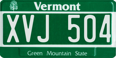 VT license plate XVJ504