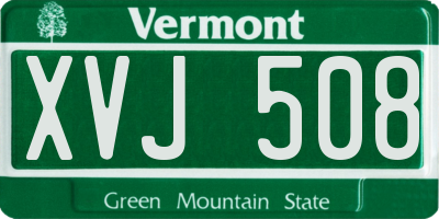 VT license plate XVJ508