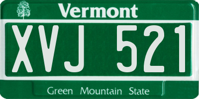 VT license plate XVJ521