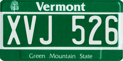 VT license plate XVJ526