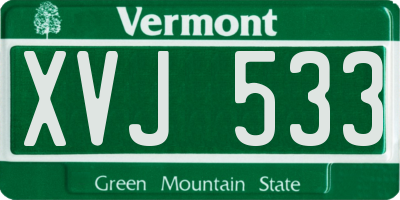 VT license plate XVJ533