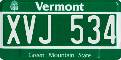 VT license plate XVJ534