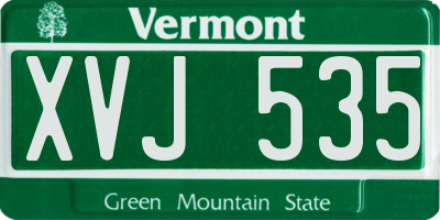 VT license plate XVJ535
