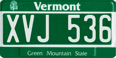 VT license plate XVJ536