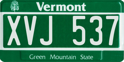 VT license plate XVJ537