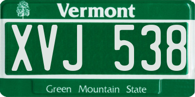 VT license plate XVJ538