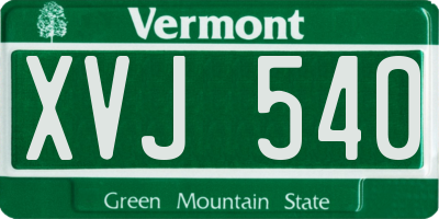 VT license plate XVJ540