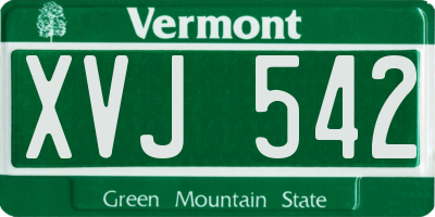 VT license plate XVJ542
