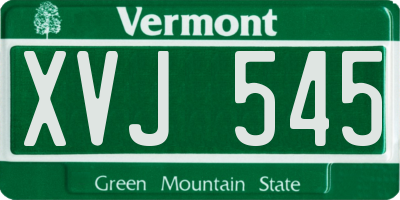 VT license plate XVJ545