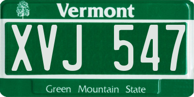 VT license plate XVJ547